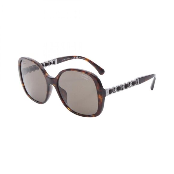 Chanel Sunglasses Chain Logo Brown Leather Plastic main image 7